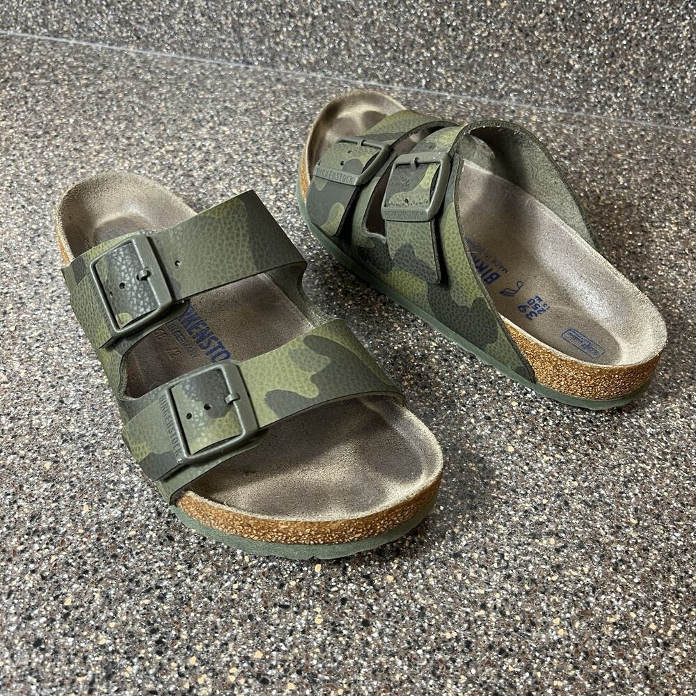 Birkenstock Arizona Slide Sandals Women's Size 8 Green Camo Soft Footbed Comfort